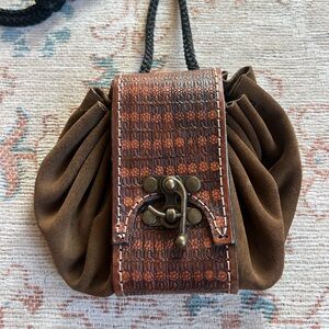 Brown Suede Leather Crossbody Bag